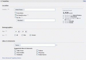 facebook targeting feature for advertising
